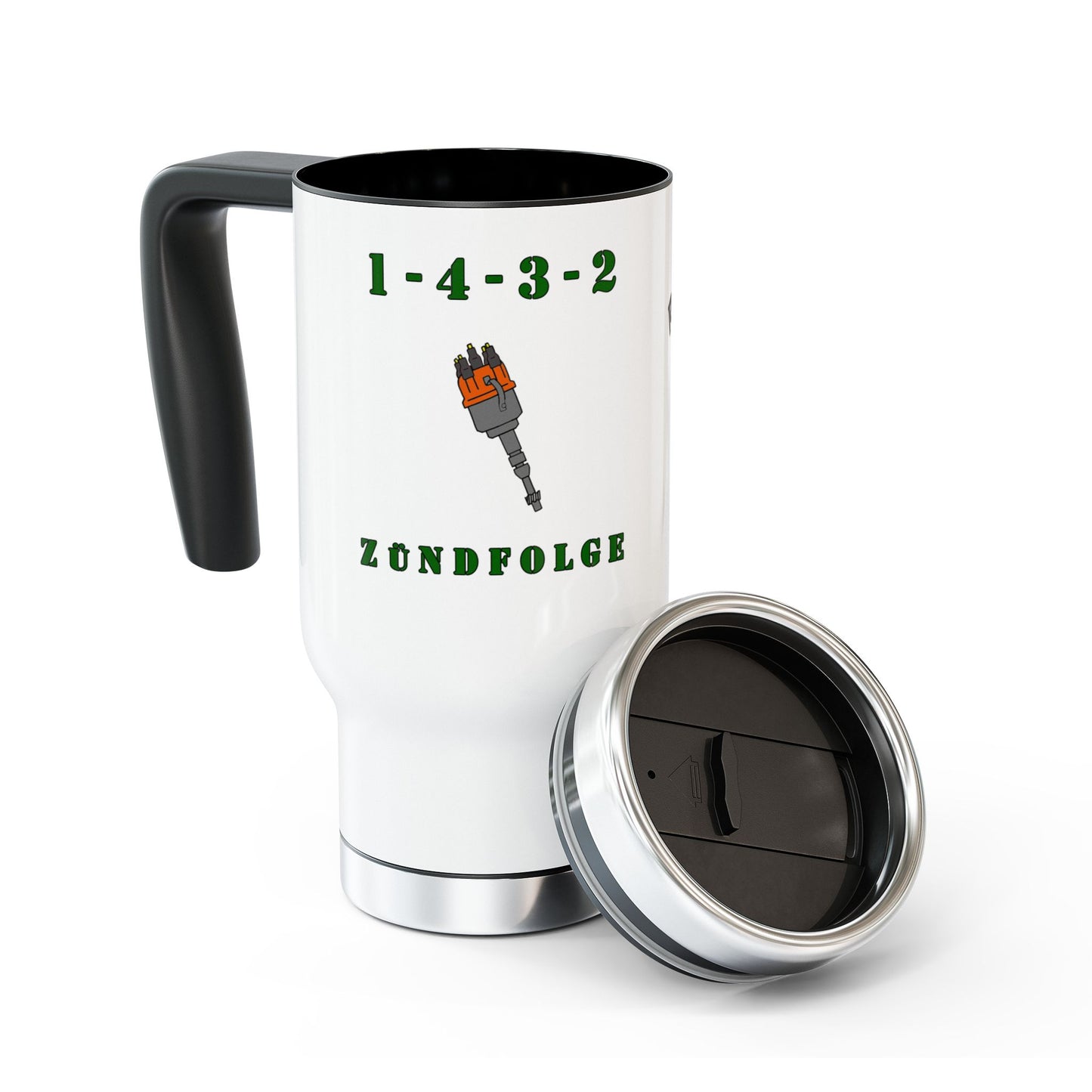ZÜndfolge VW Firing order RanchRod Garage Stainless Steel Travel Mug with Handle, 14oz