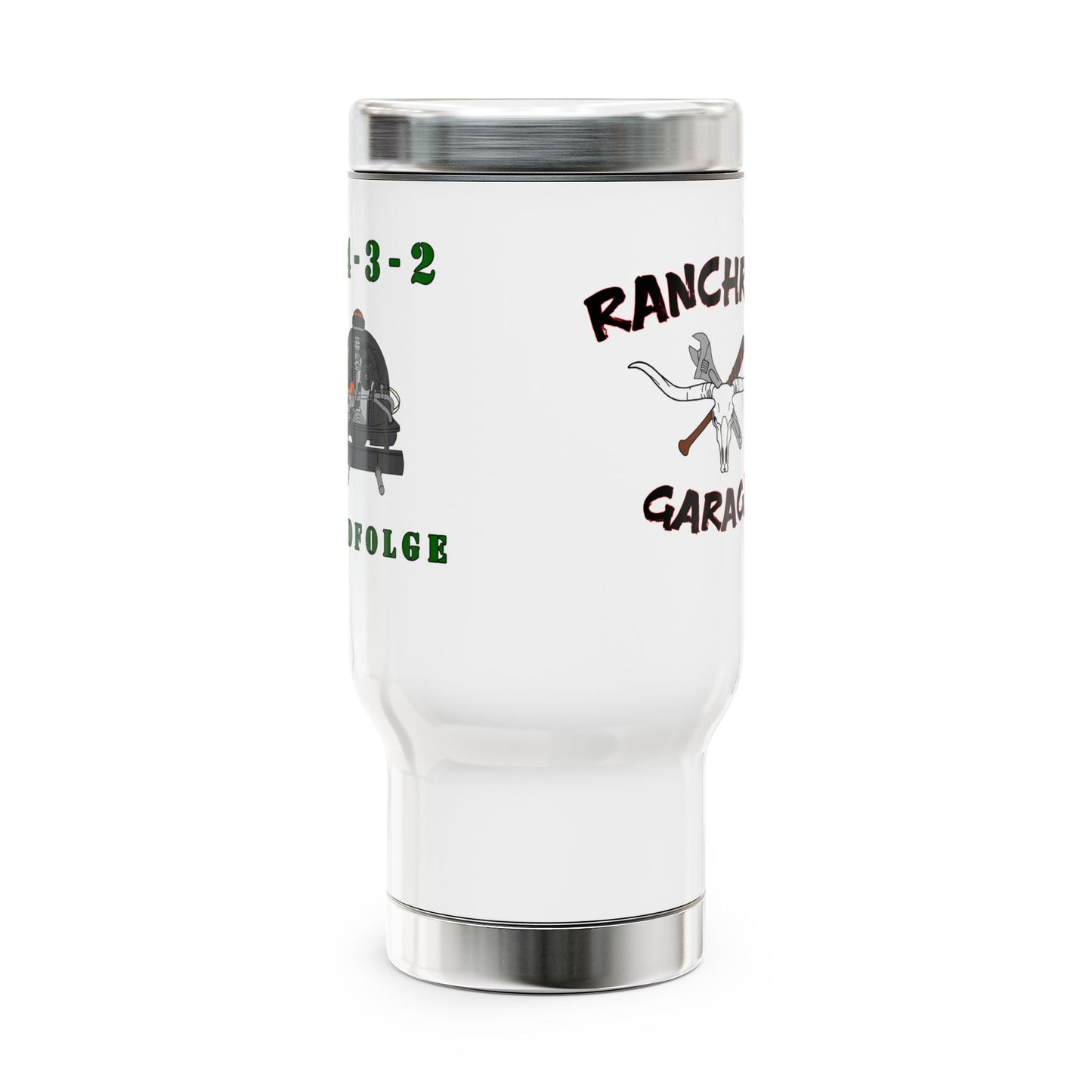 ZÜndfolge VW Firing order RanchRod Garage Stainless Steel Travel Mug with Handle, 14oz Engine Design
