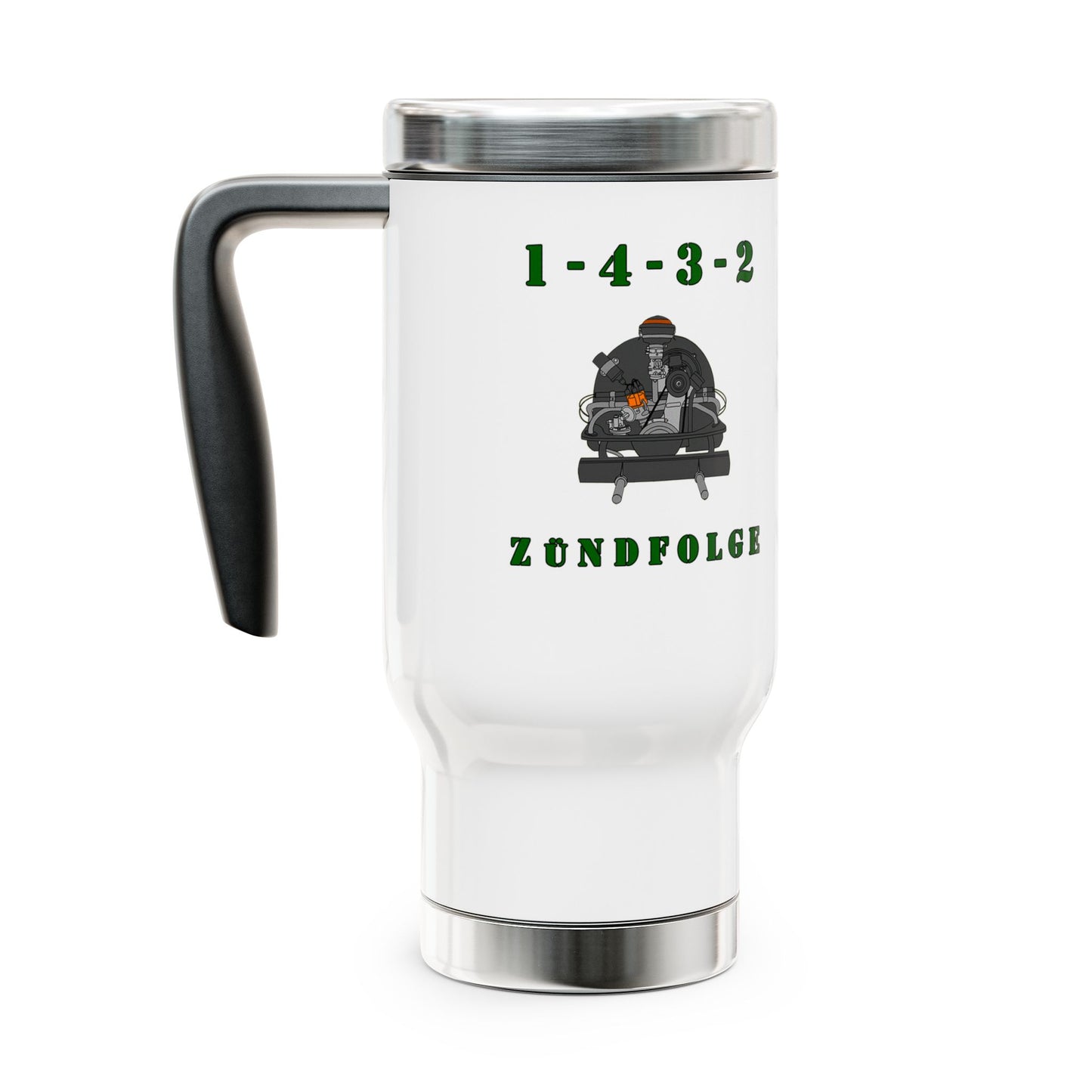 ZÜndfolge VW Firing order RanchRod Garage Stainless Steel Travel Mug with Handle, 14oz Engine Design