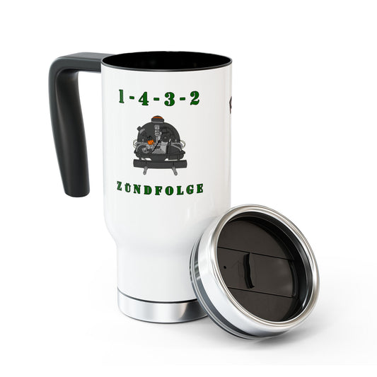 ZÜndfolge VW Firing order RanchRod Garage Stainless Steel Travel Mug with Handle, 14oz Engine Design